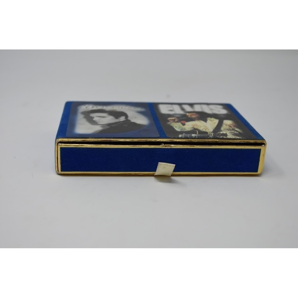 Vintage Elvis Presley Playing Cards Set w Case Blue Gold Collectible Card Deck - Picture 2 of 2